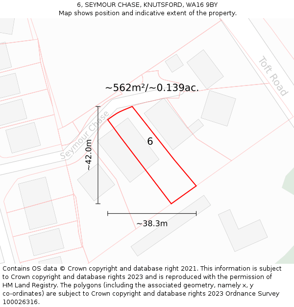 6, SEYMOUR CHASE, KNUTSFORD, WA16 9BY: Plot and title map