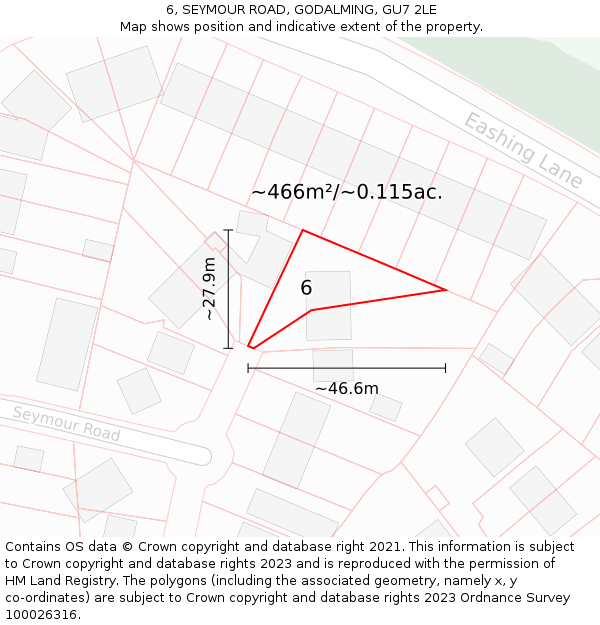 6, SEYMOUR ROAD, GODALMING, GU7 2LE: Plot and title map