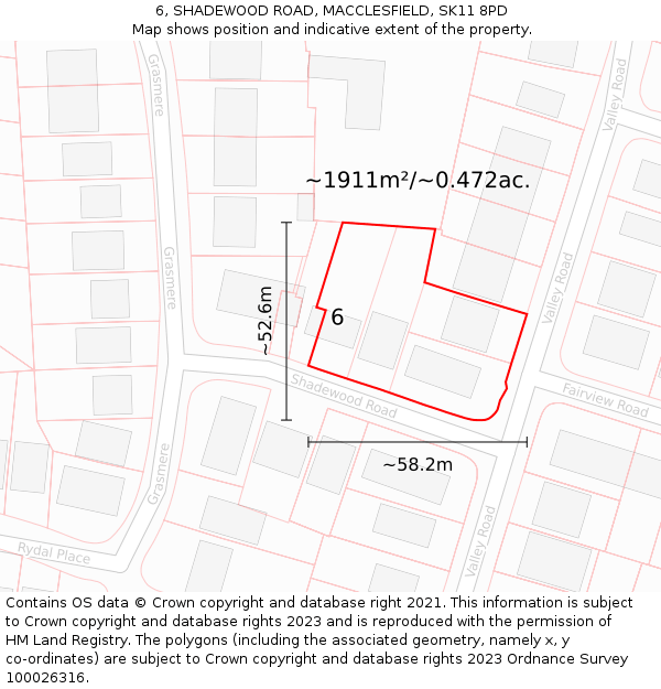 6, SHADEWOOD ROAD, MACCLESFIELD, SK11 8PD: Plot and title map