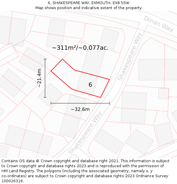 6, SHAKESPEARE WAY, EXMOUTH, EX8 5SW: Plot and title map