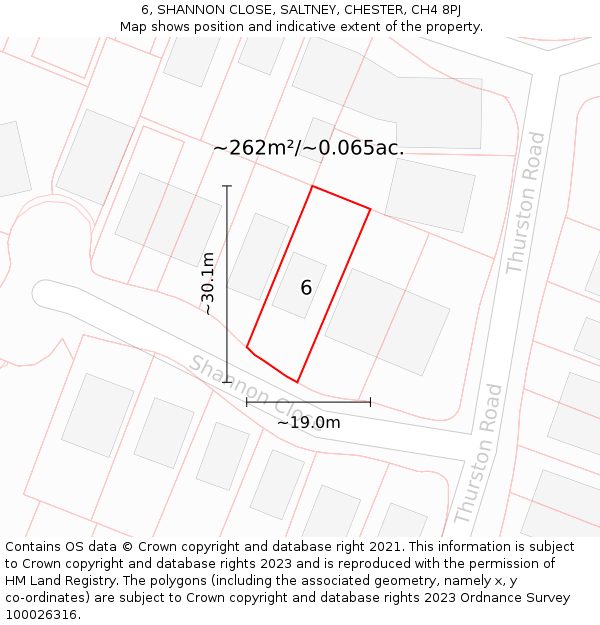 6, SHANNON CLOSE, SALTNEY, CHESTER, CH4 8PJ: Plot and title map