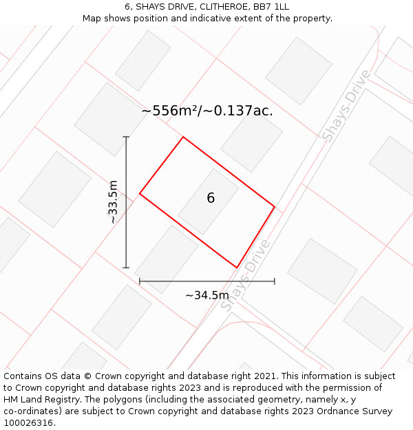 6, SHAYS DRIVE, CLITHEROE, BB7 1LL: Plot and title map