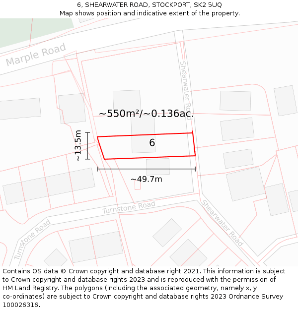 6, SHEARWATER ROAD, STOCKPORT, SK2 5UQ: Plot and title map