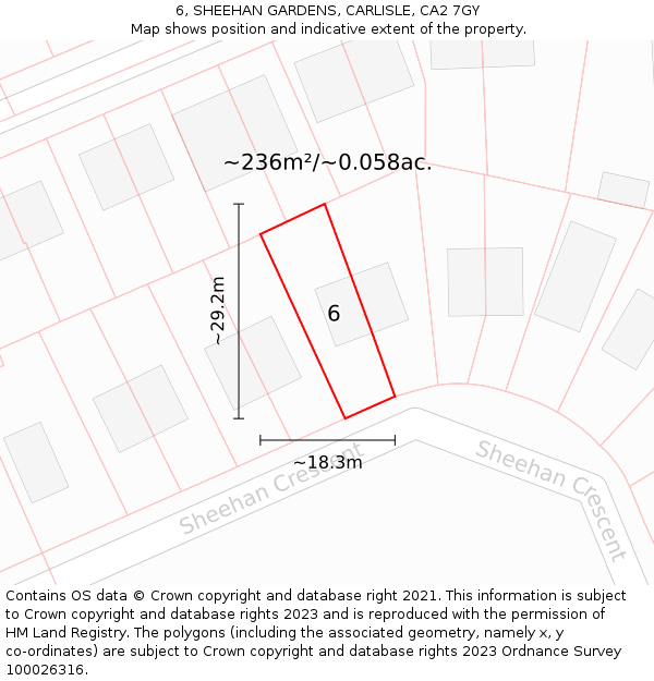 6, SHEEHAN GARDENS, CARLISLE, CA2 7GY: Plot and title map