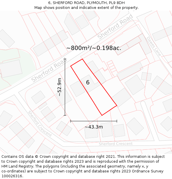 6, SHERFORD ROAD, PLYMOUTH, PL9 8DH: Plot and title map