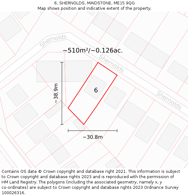 6, SHERNOLDS, MAIDSTONE, ME15 9QG: Plot and title map