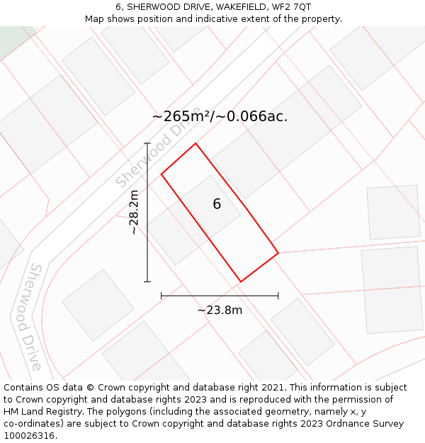 6, SHERWOOD DRIVE, WAKEFIELD, WF2 7QT: Plot and title map