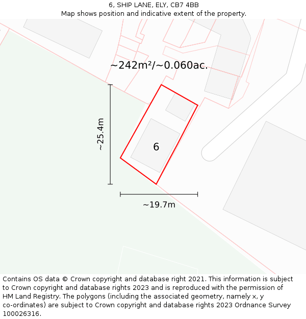 6, SHIP LANE, ELY, CB7 4BB: Plot and title map