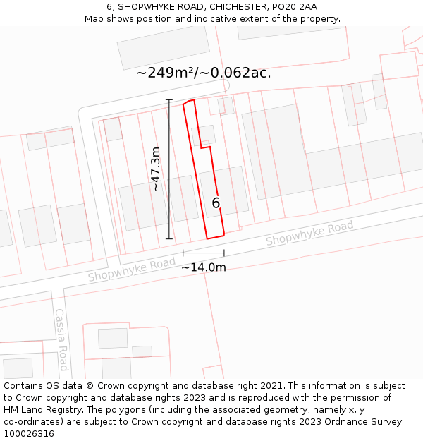 6, SHOPWHYKE ROAD, CHICHESTER, PO20 2AA: Plot and title map