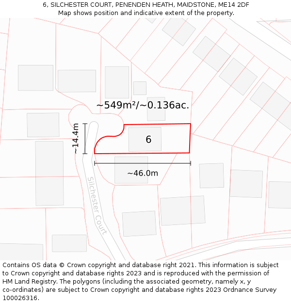 6, SILCHESTER COURT, PENENDEN HEATH, MAIDSTONE, ME14 2DF: Plot and title map