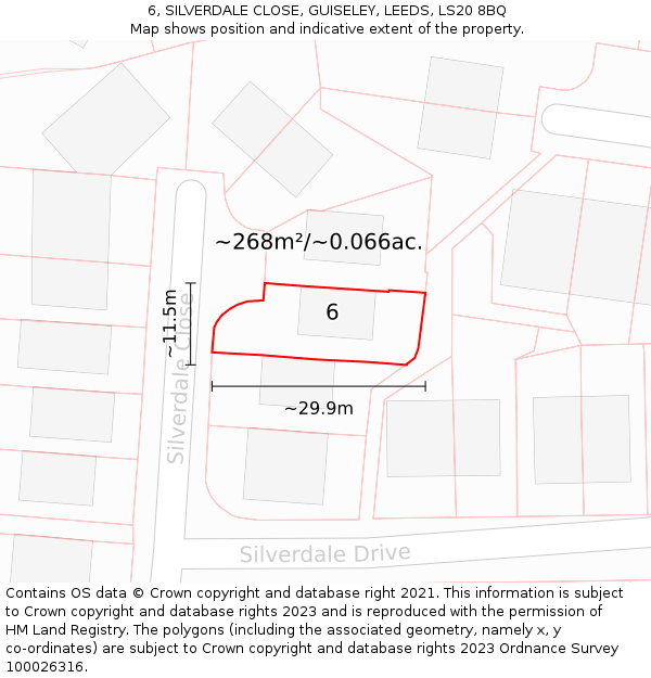 6, SILVERDALE CLOSE, GUISELEY, LEEDS, LS20 8BQ: Plot and title map