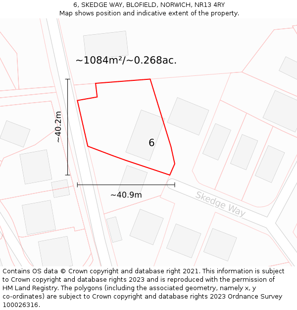 6, SKEDGE WAY, BLOFIELD, NORWICH, NR13 4RY: Plot and title map