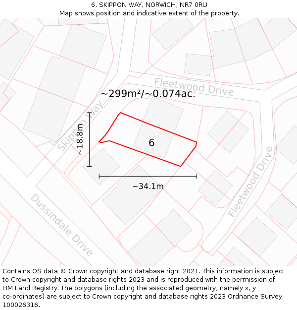 6, SKIPPON WAY, NORWICH, NR7 0RU: Plot and title map