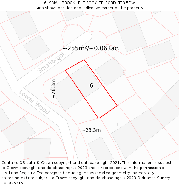 6, SMALLBROOK, THE ROCK, TELFORD, TF3 5DW: Plot and title map