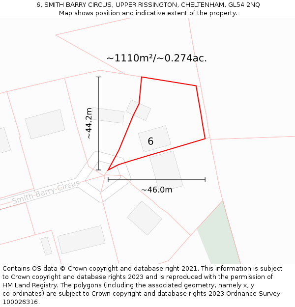 6, SMITH BARRY CIRCUS, UPPER RISSINGTON, CHELTENHAM, GL54 2NQ: Plot and title map