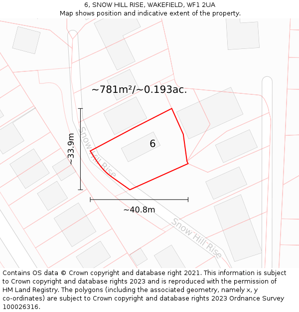 6, SNOW HILL RISE, WAKEFIELD, WF1 2UA: Plot and title map