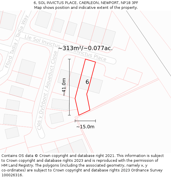 6, SOL INVICTUS PLACE, CAERLEON, NEWPORT, NP18 3PF: Plot and title map