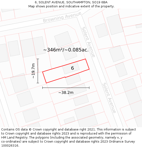 6, SOLENT AVENUE, SOUTHAMPTON, SO19 6BA: Plot and title map