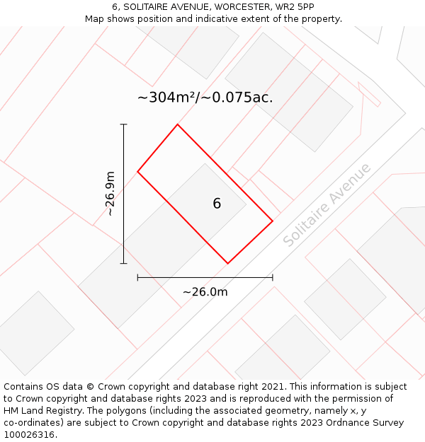 6, SOLITAIRE AVENUE, WORCESTER, WR2 5PP: Plot and title map