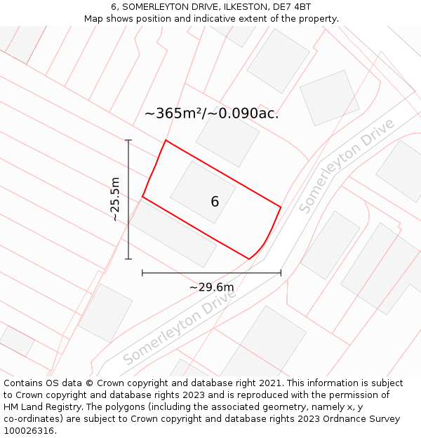 6, SOMERLEYTON DRIVE, ILKESTON, DE7 4BT: Plot and title map