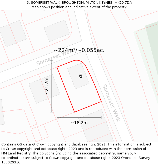 6, SOMERSET WALK, BROUGHTON, MILTON KEYNES, MK10 7DA: Plot and title map