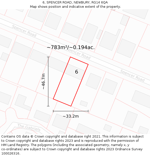 6, SPENCER ROAD, NEWBURY, RG14 6QA: Plot and title map
