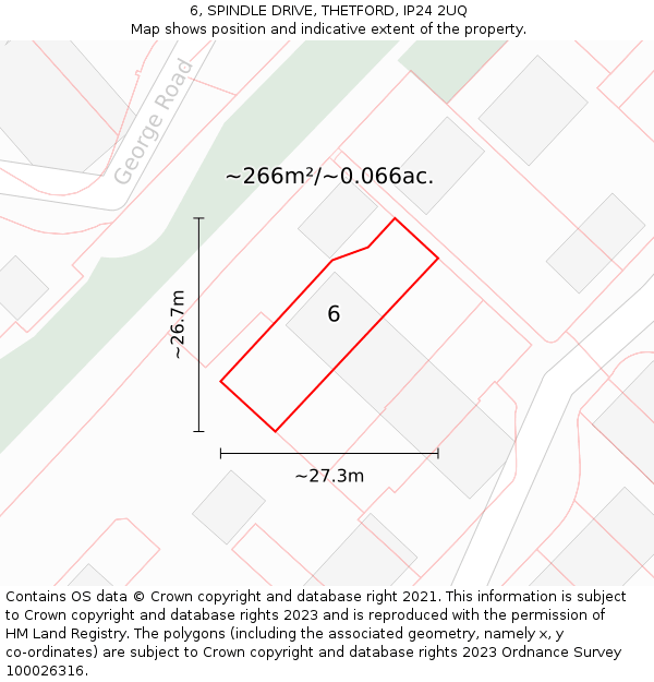 6, SPINDLE DRIVE, THETFORD, IP24 2UQ: Plot and title map