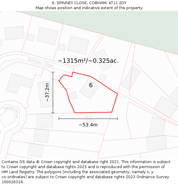 6, SPINNEY CLOSE, COBHAM, KT11 2DY: Plot and title map