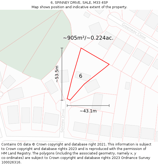 6, SPINNEY DRIVE, SALE, M33 4SP: Plot and title map