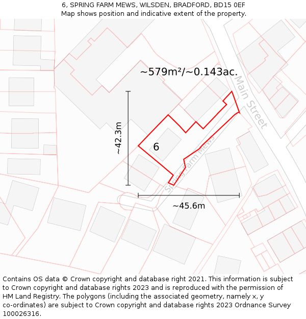 6, SPRING FARM MEWS, WILSDEN, BRADFORD, BD15 0EF: Plot and title map