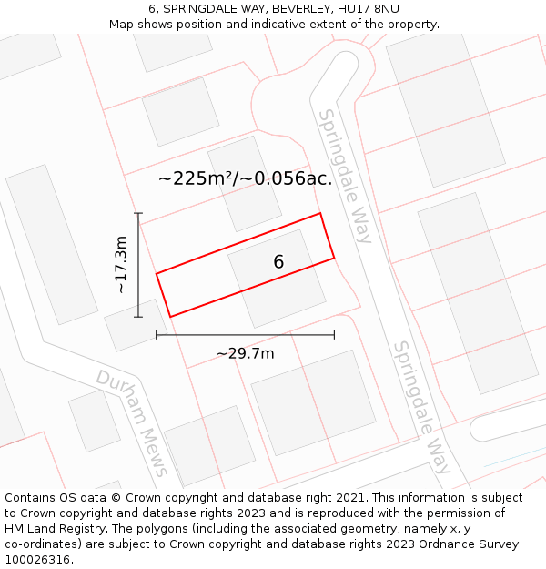 6, SPRINGDALE WAY, BEVERLEY, HU17 8NU: Plot and title map