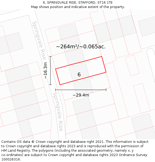 6, SPRINGVALE RISE, STAFFORD, ST16 1TE: Plot and title map