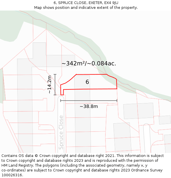 6, SPRUCE CLOSE, EXETER, EX4 9JU: Plot and title map