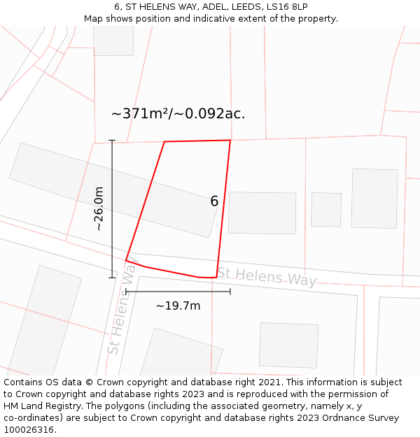 6, ST HELENS WAY, ADEL, LEEDS, LS16 8LP: Plot and title map