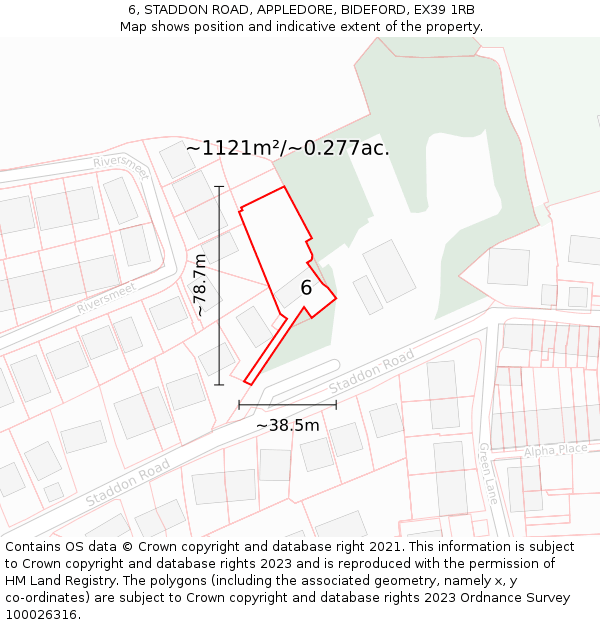 6, STADDON ROAD, APPLEDORE, BIDEFORD, EX39 1RB: Plot and title map