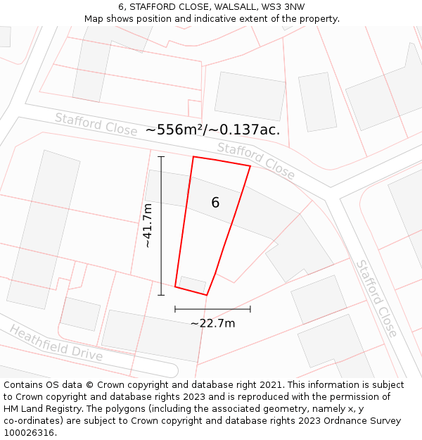 6, STAFFORD CLOSE, WALSALL, WS3 3NW: Plot and title map