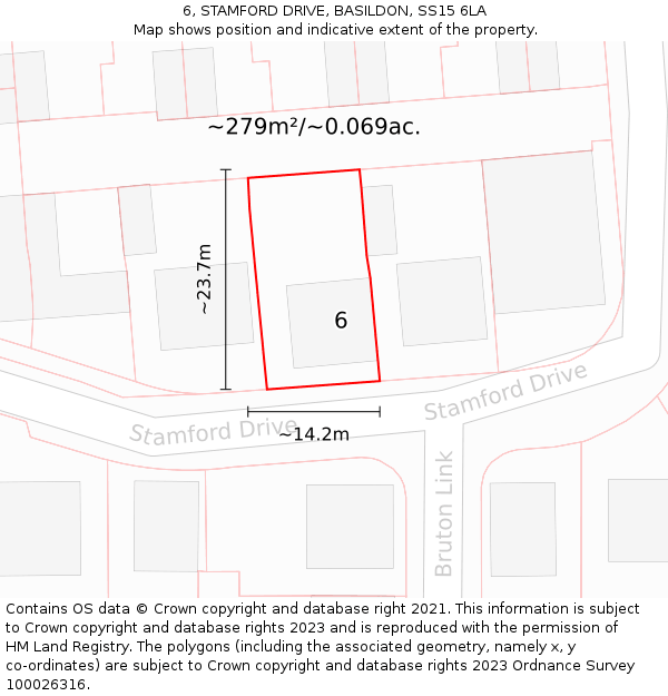 6, STAMFORD DRIVE, BASILDON, SS15 6LA: Plot and title map