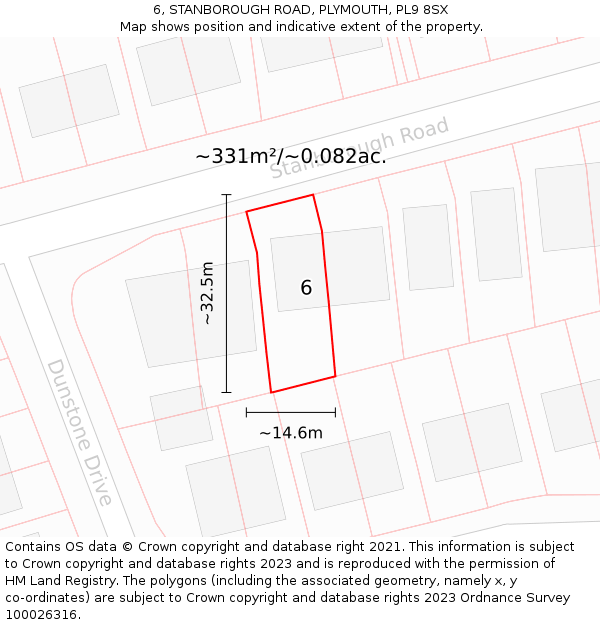 6, STANBOROUGH ROAD, PLYMOUTH, PL9 8SX: Plot and title map