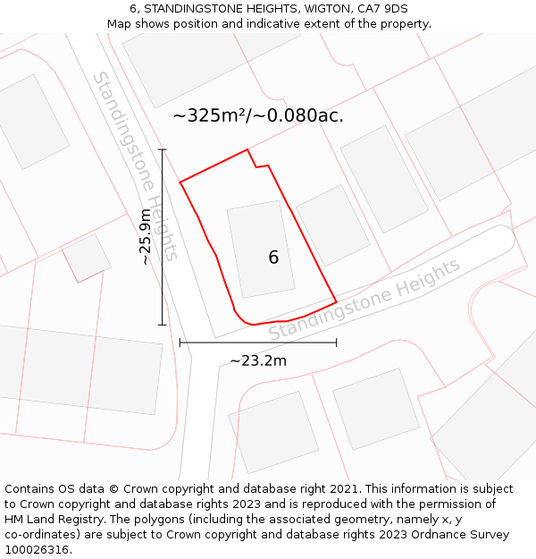 6, STANDINGSTONE HEIGHTS, WIGTON, CA7 9DS: Plot and title map