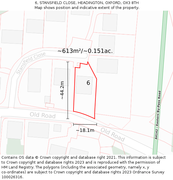 6, STANSFIELD CLOSE, HEADINGTON, OXFORD, OX3 8TH: Plot and title map