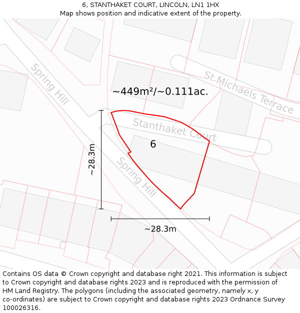 6, STANTHAKET COURT, LINCOLN, LN1 1HX: Plot and title map