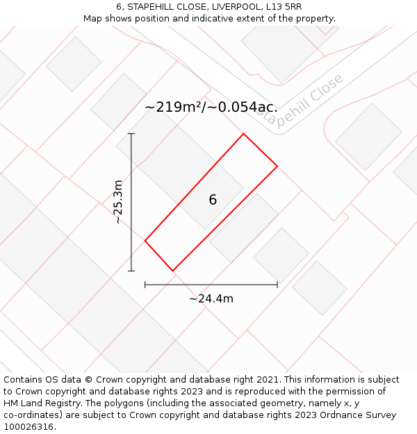 6, STAPEHILL CLOSE, LIVERPOOL, L13 5RR: Plot and title map