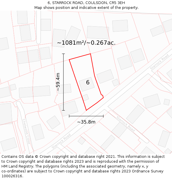 6, STARROCK ROAD, COULSDON, CR5 3EH: Plot and title map