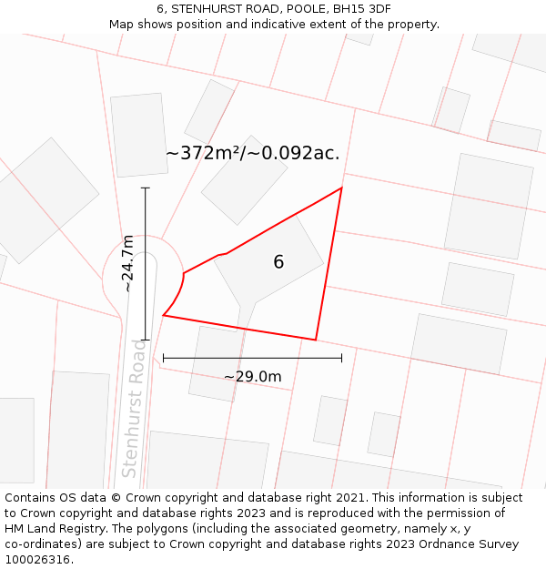 6, STENHURST ROAD, POOLE, BH15 3DF: Plot and title map