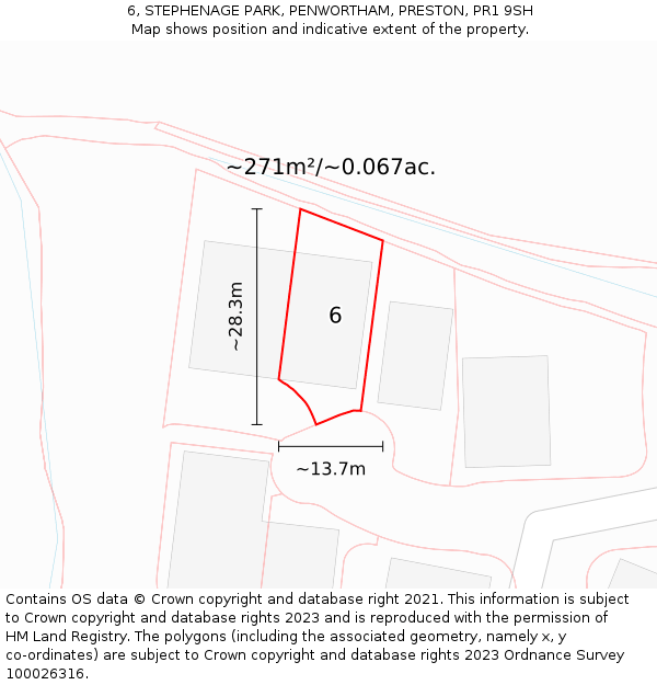 6, STEPHENAGE PARK, PENWORTHAM, PRESTON, PR1 9SH: Plot and title map