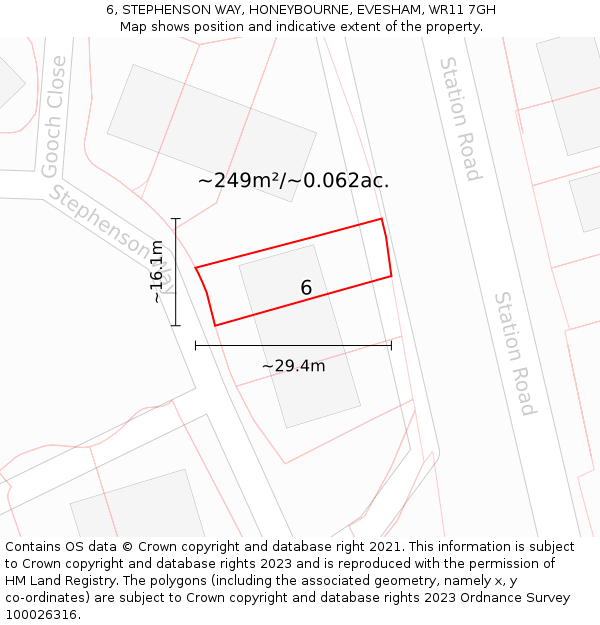 6, STEPHENSON WAY, HONEYBOURNE, EVESHAM, WR11 7GH: Plot and title map