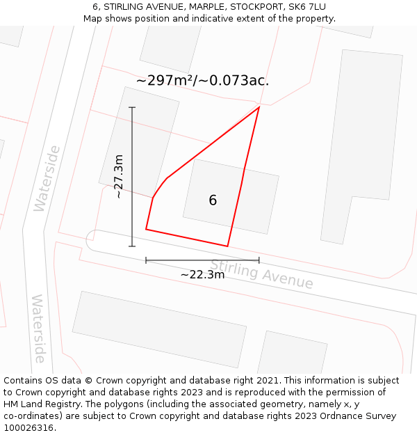 6, STIRLING AVENUE, MARPLE, STOCKPORT, SK6 7LU: Plot and title map