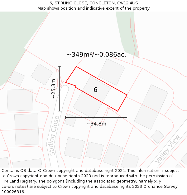 6, STIRLING CLOSE, CONGLETON, CW12 4US: Plot and title map