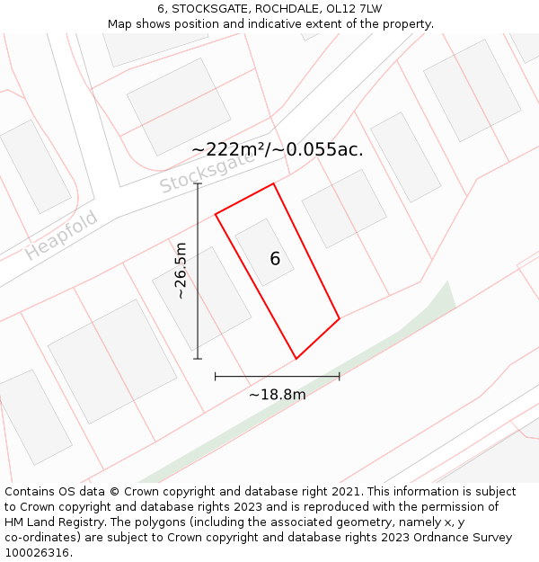 6, STOCKSGATE, ROCHDALE, OL12 7LW: Plot and title map