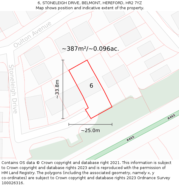 6, STONELEIGH DRIVE, BELMONT, HEREFORD, HR2 7YZ: Plot and title map